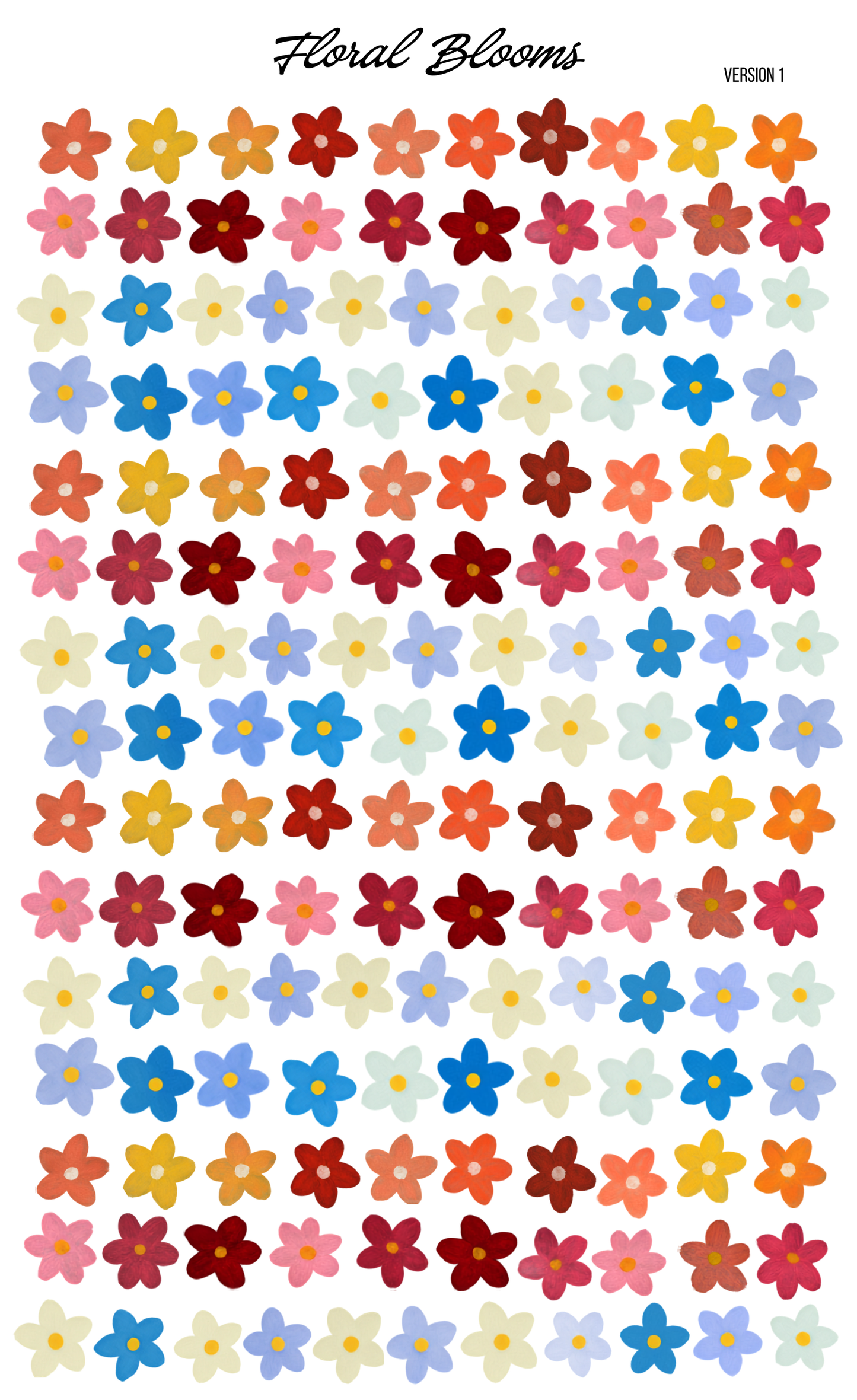 Floral Blooms Mini Flower Sticker Sheet Ver 1