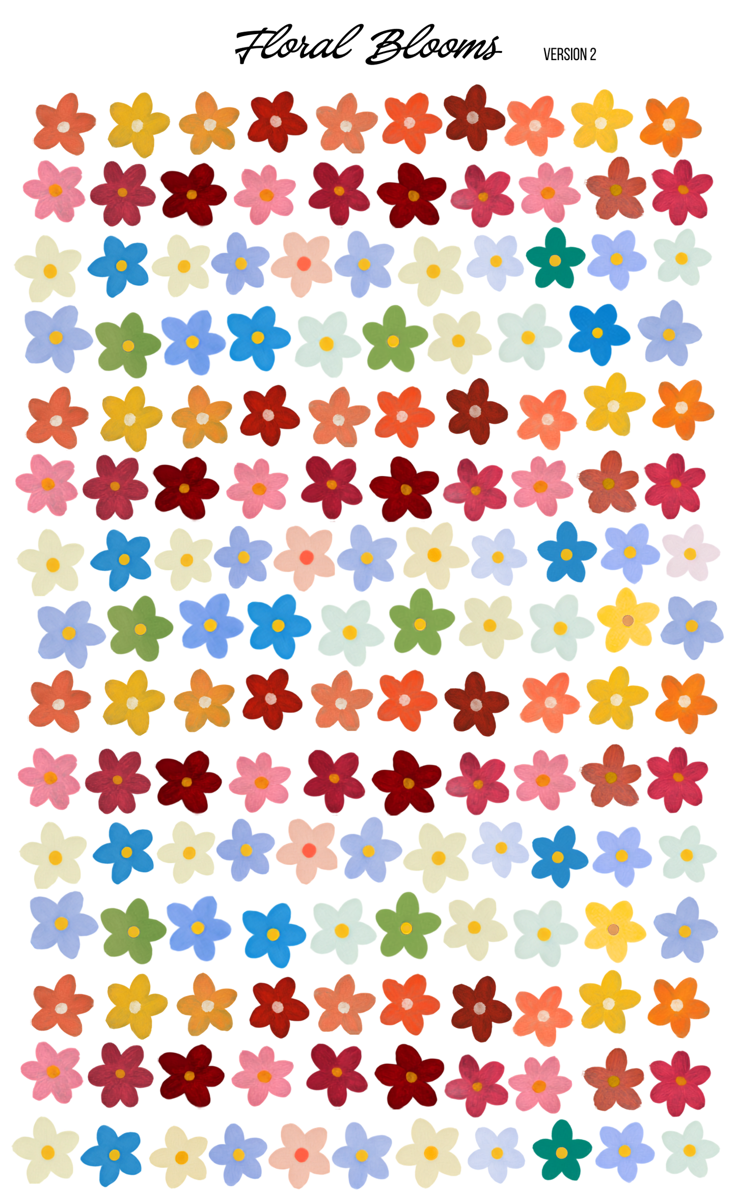 Floral Blooms Mini Flower Sticker Sheet Ver 2