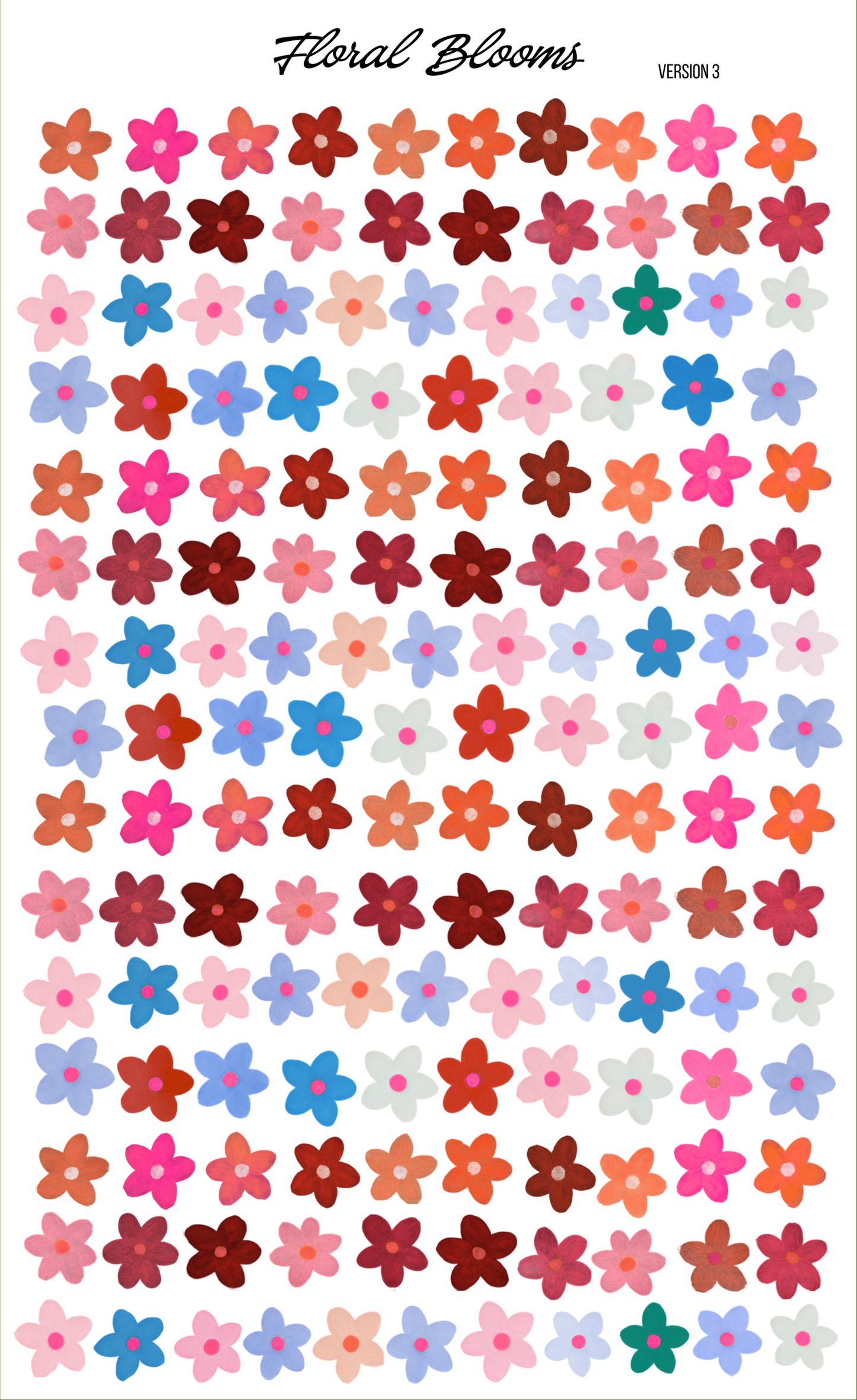 Floral Blooms Mini Flower Sticker Sheet Ver 3
