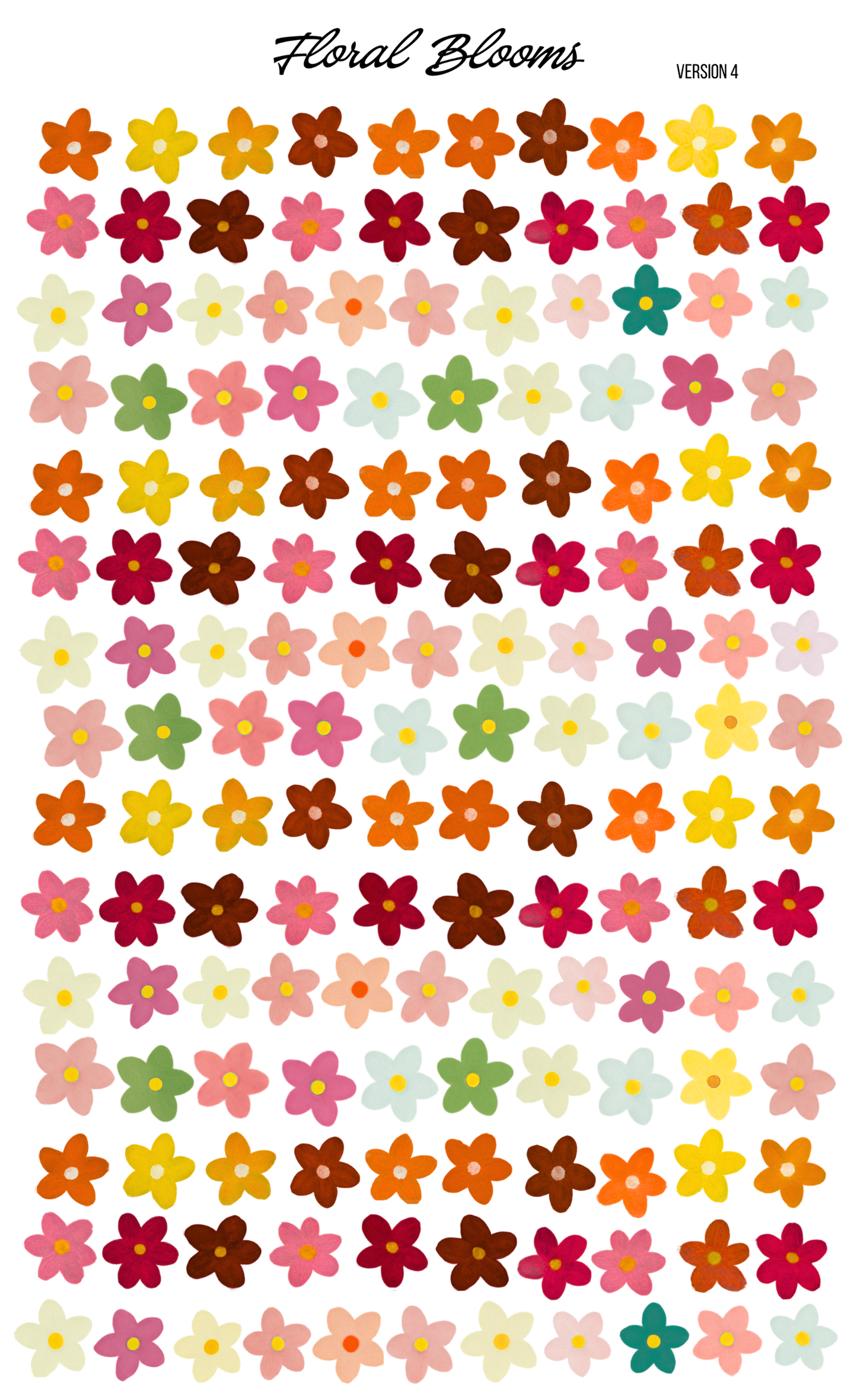Floral Blooms Mini Flower Sticker Sheet Ver 4