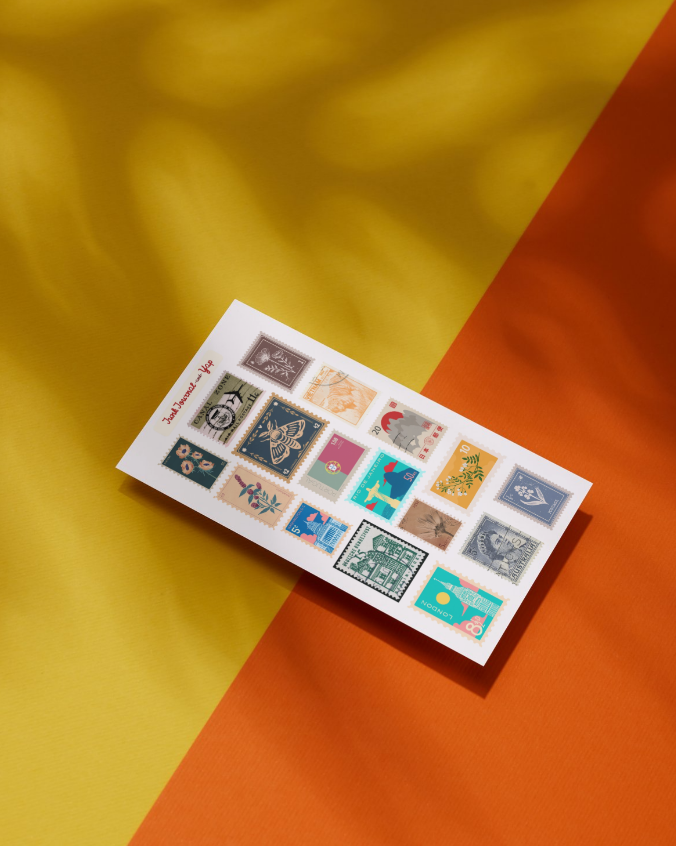 Postmarked Around the World Stamp Sticker Sheet